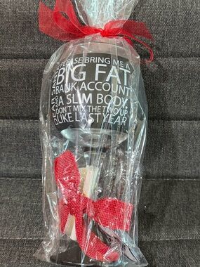 Mud Pie Holiday Chalkboard Black Novelty Wine Glass, Chalk included, NWT